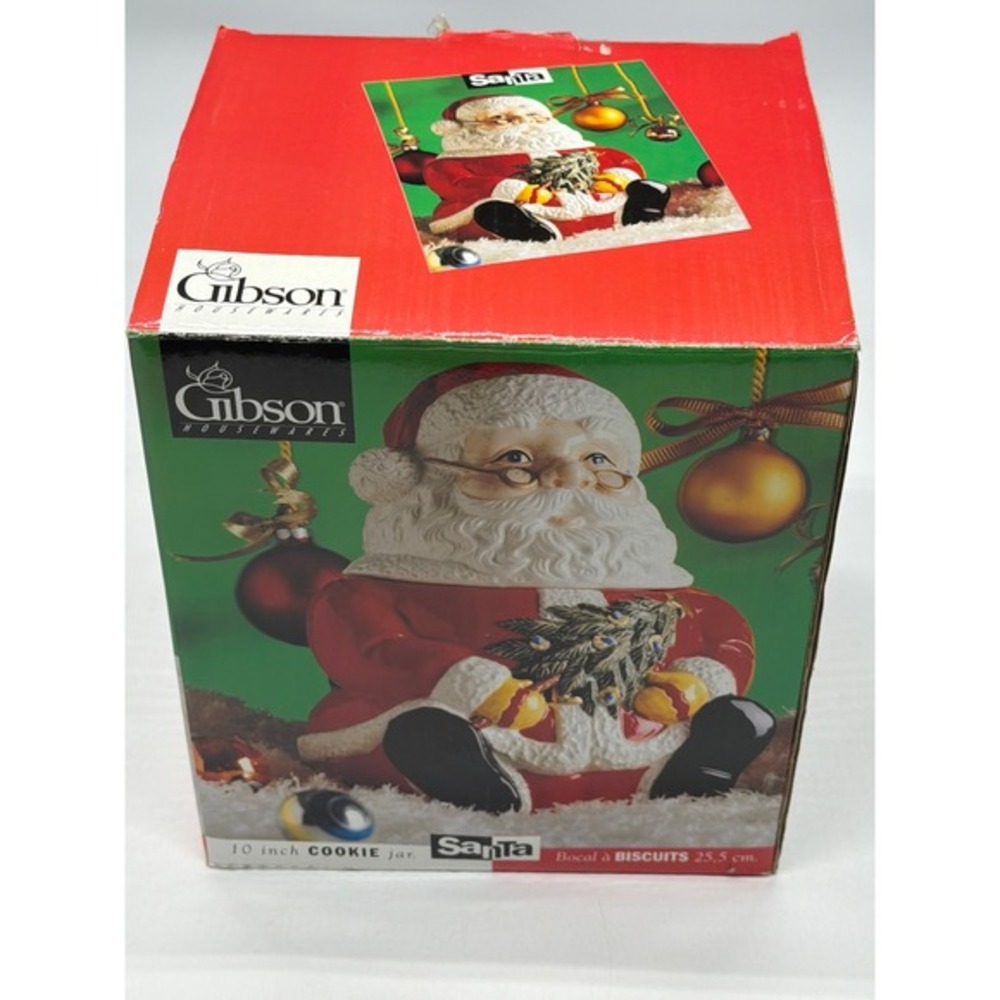 Gibson Housewares Santa Claus Ceramic Cookie Jar 10 Inch Decorative Holiday Xmas